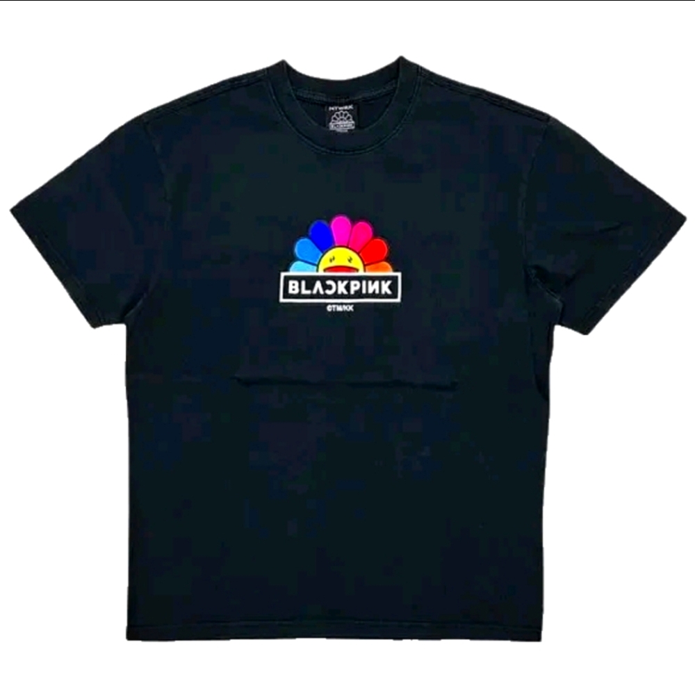 BLACKPINK x Takashi Murakami Rainbow Flower Logo T-Shirt Vintage Black - Small